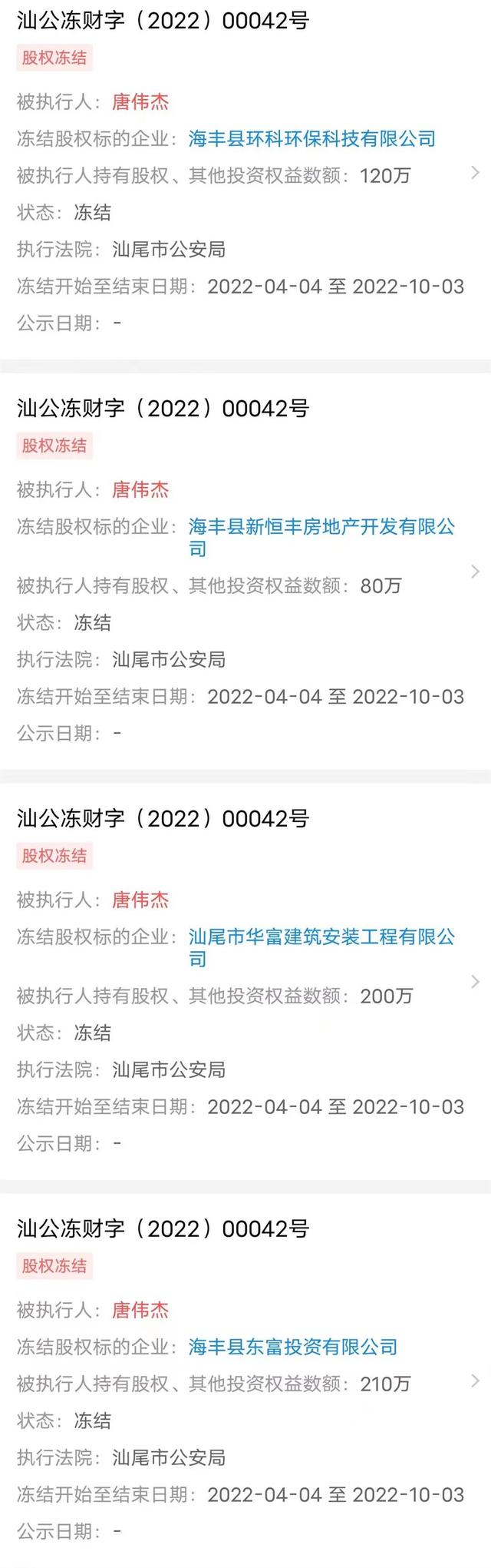 唐伟杰涉黑案最新进展 多家公司股权被冻结