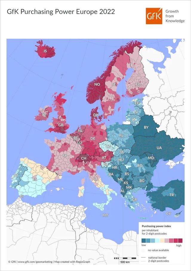 2022年欧洲各国人均gdp排名