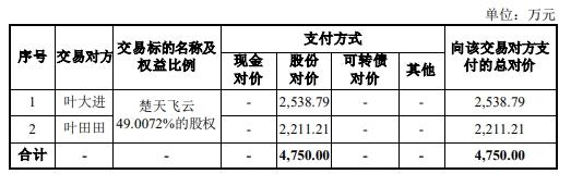 楚天科技买楚天飞云其余49%股权获通过 国金证券建功