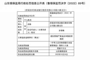 审慎经营规则(授信管理严重违反审慎经营规则，济南农商银行堤口路支行被罚35万元)