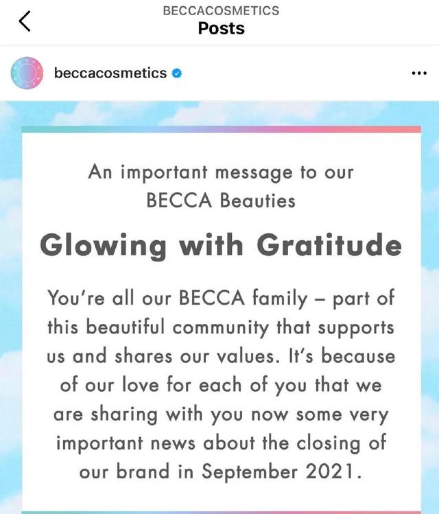 又一彩妆倒下！雅诗兰黛9月关停旗下品牌Becca