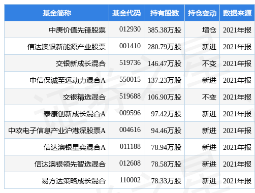 顶点软件涨10.00%，中庚价值先锋股票基金2021年报重仓该股