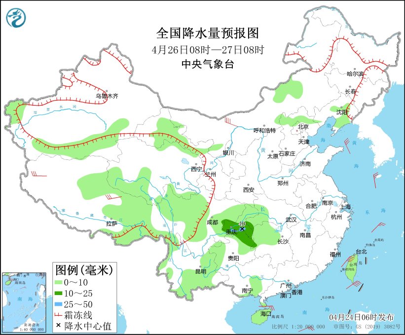 我国中东部地区降水趋于减弱 华南局地有强对流天气