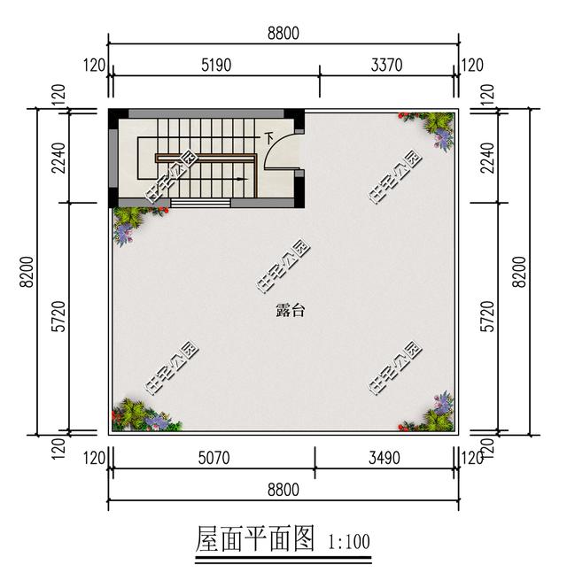 8×7米占地63平米的四层现代住宅，一层独立商铺更实用