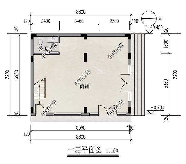 8×7米占地63平米的四层现代住宅，一层独立商铺更实用