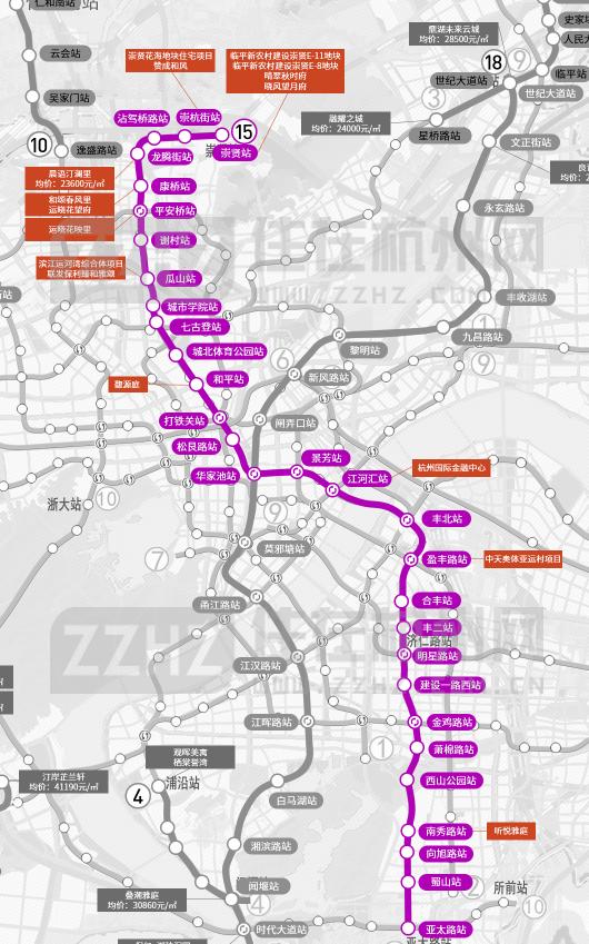 杭州地铁四期站点位置公布，1公里范围内都有哪些楼盘？