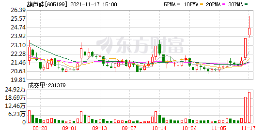 沪股通现身龙虎榜，葫芦娃换手率达30.76%（12-08）