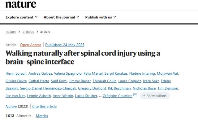 新突破！瘫痪患者有望再次行走，这一研究刊登《自然》杂志