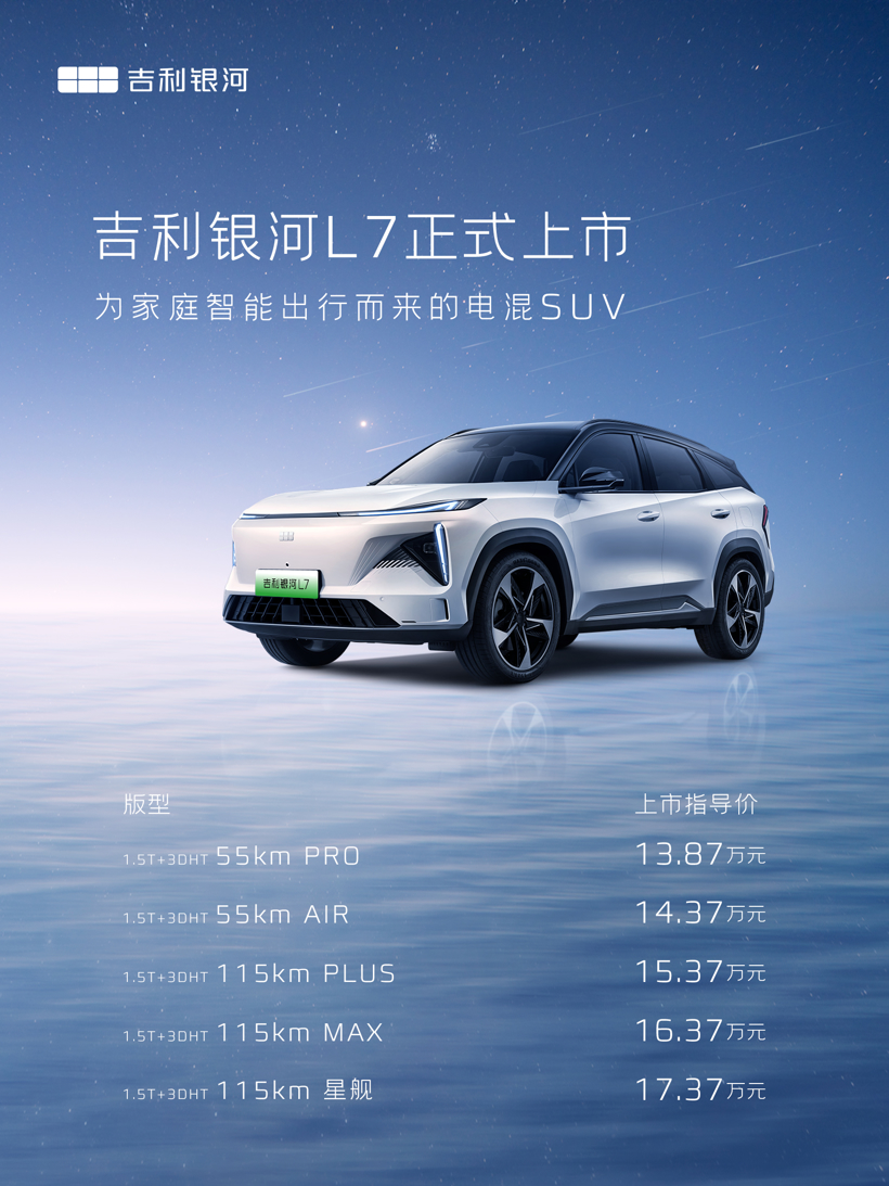 迄今为止最香的新一代电混SUV！吉利银河L7 13.87万起售