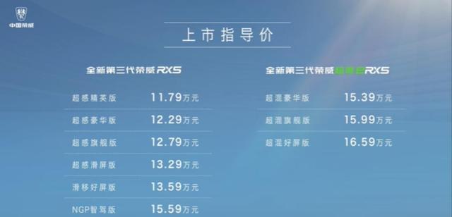 蓝牌/绿牌版本一次给齐！全新荣威RX5/eRX5正式上市，11.79万起售