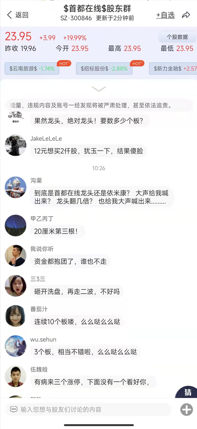 双双20cm三连板！首都在线暴增近50亿，东数西算龙头？