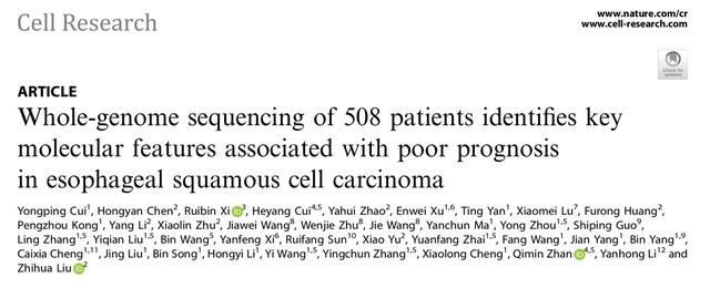 百度李彦宏权威学术期刊发医学论文，聚焦食管鳞状细胞癌